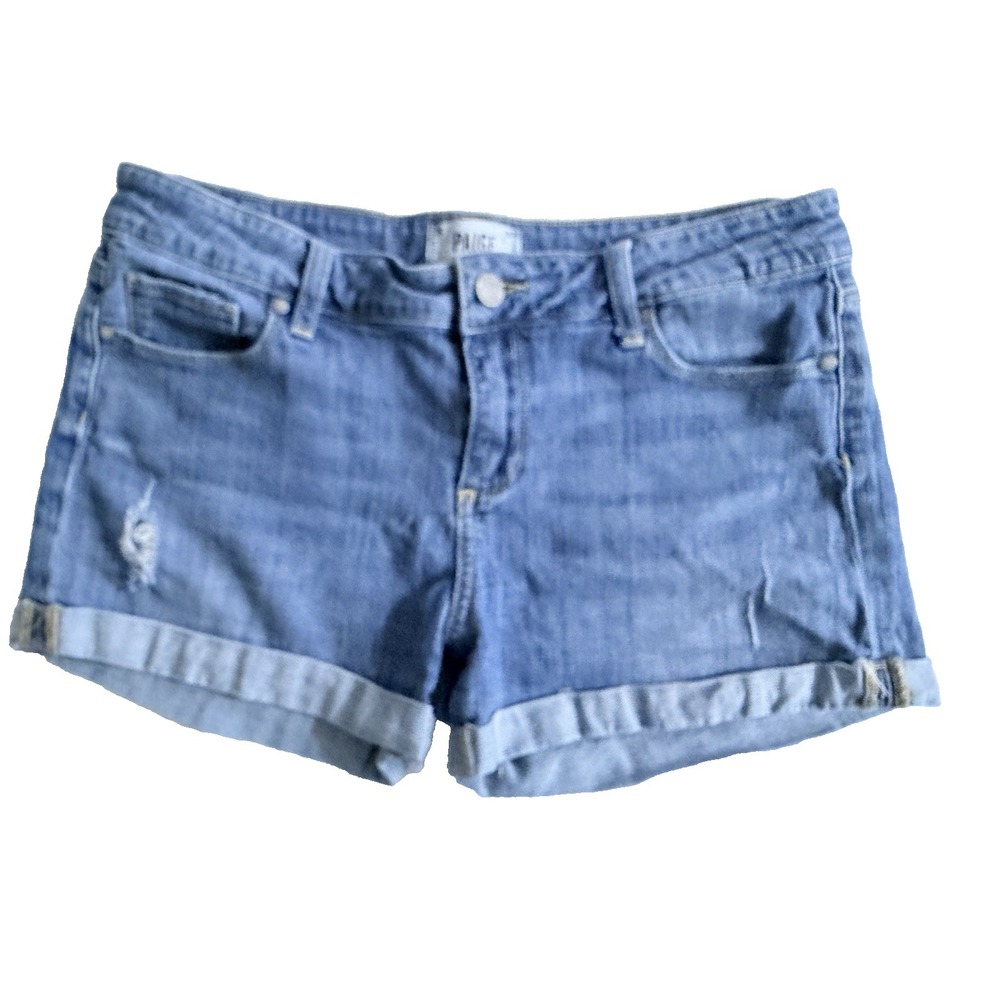 Paige Denim Short‎ Womens Size 29 Blue Distressed Cuffed Low Rise Festival